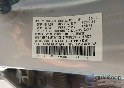 2013 Honda Accord Lx from USA, damaged, VIN 1HGCR2F32DA154209